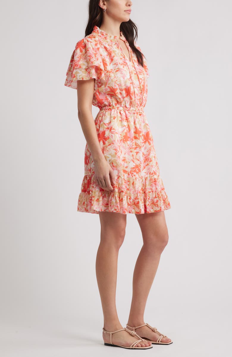 Caslon<sup>®</sup> Floral Tiered Dress, Alternate, color, Ivory- Pink June Floral