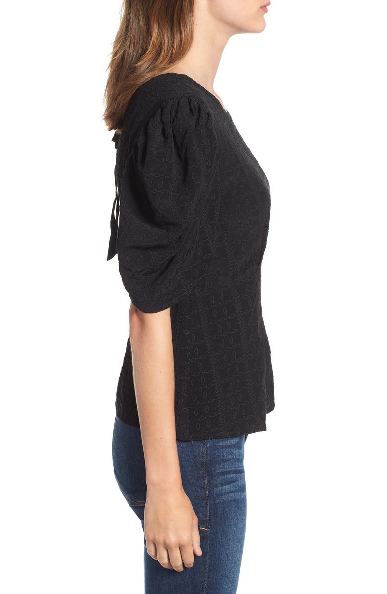 Hinge Embroidered Puff Sleeve Top, Alternate, color, 