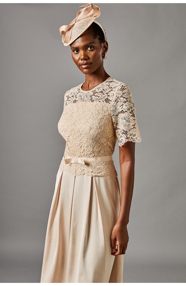 Coast Lace And Crepe Full Skirted Midi Dress, Alternate, color, 