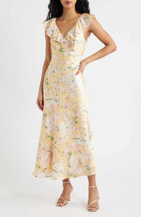 Carter Ruffle Neck Tie Back Maxi Dress