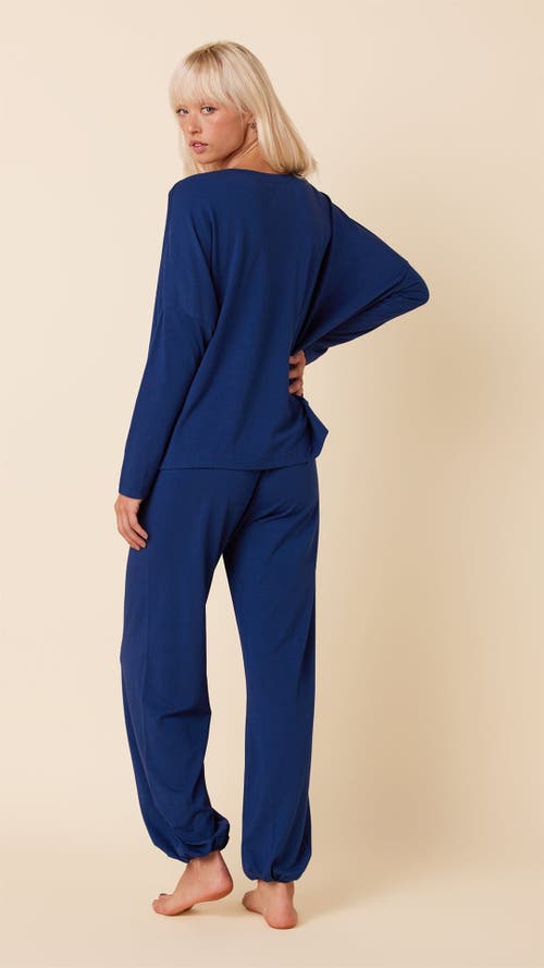 The Cat's Pajamas Pima Knit Pullover Set In Blue