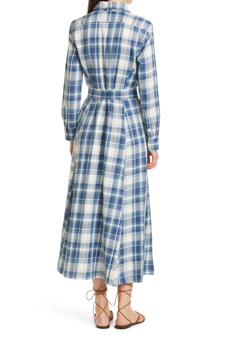 Stephanie Plaid Long Sleeve Cotton Shirtdress, Alternate, color, BLUE/ WHITE