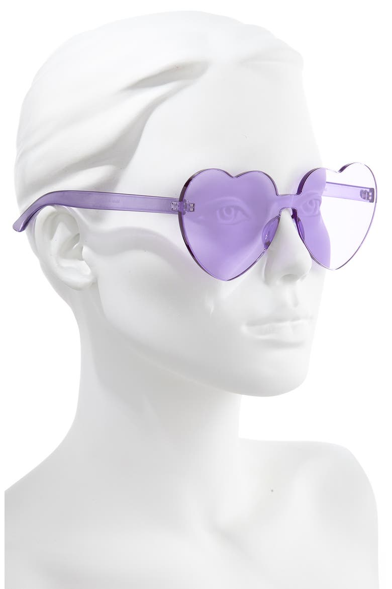 Be Proud by BP. Gender Inclusive 52mm Rimless Heart Sunglasses, Alternate, color, PURPLE