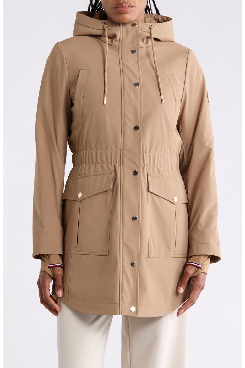 Water Repellent Hooded A-Line Jacket, Alternate, color, TAUPE