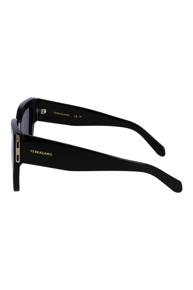 Gancini 55mm Modified Rectangular Sunglasses, Alternate, color, BLACK