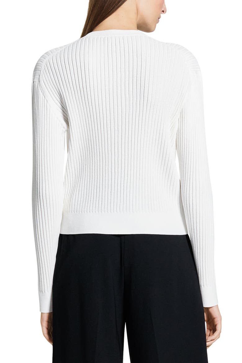 Pointelle Rib Zip Cardigan, Alternate, color, WHITE