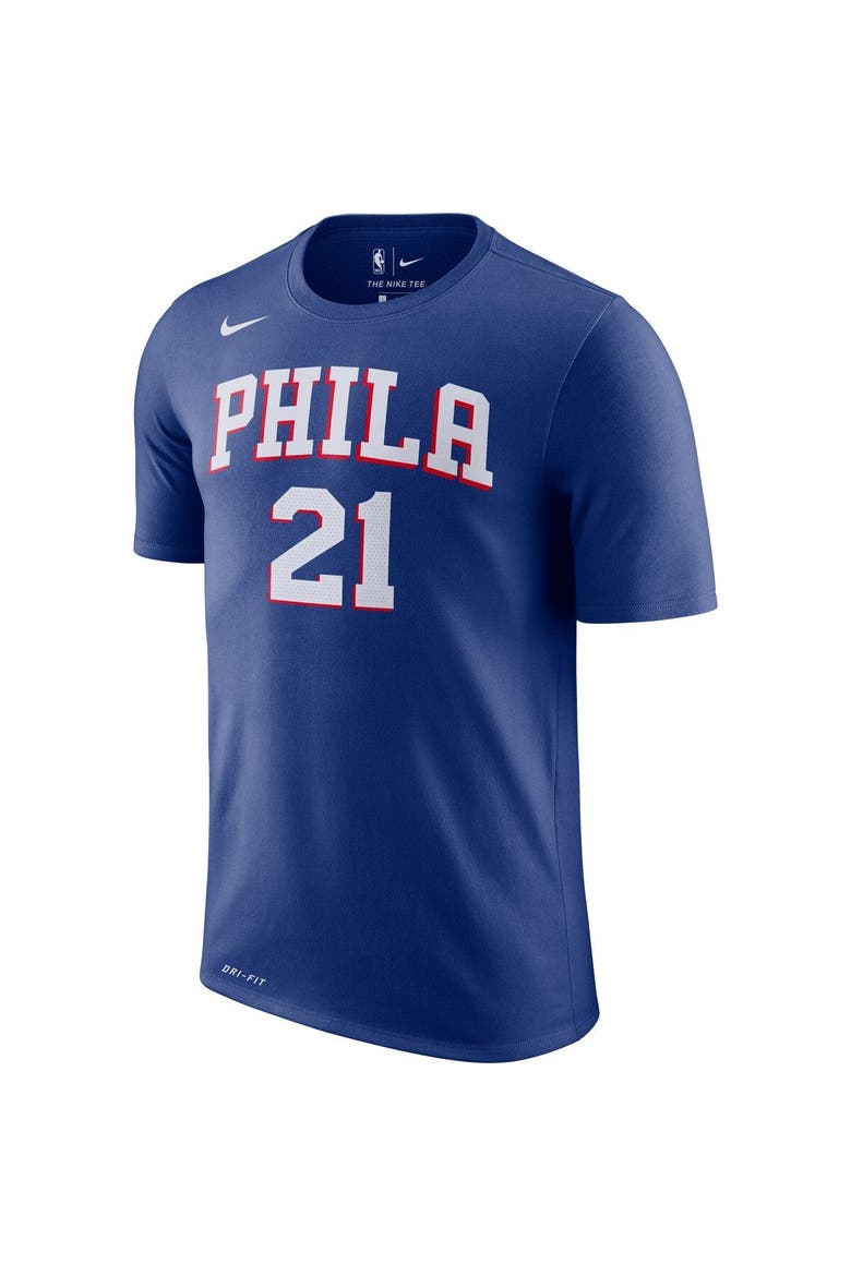 Men's Nike Joel Embiid Royal Philadelphia 76ers Player Name & Number Performance T-Shirt, Alternate, color, Royal