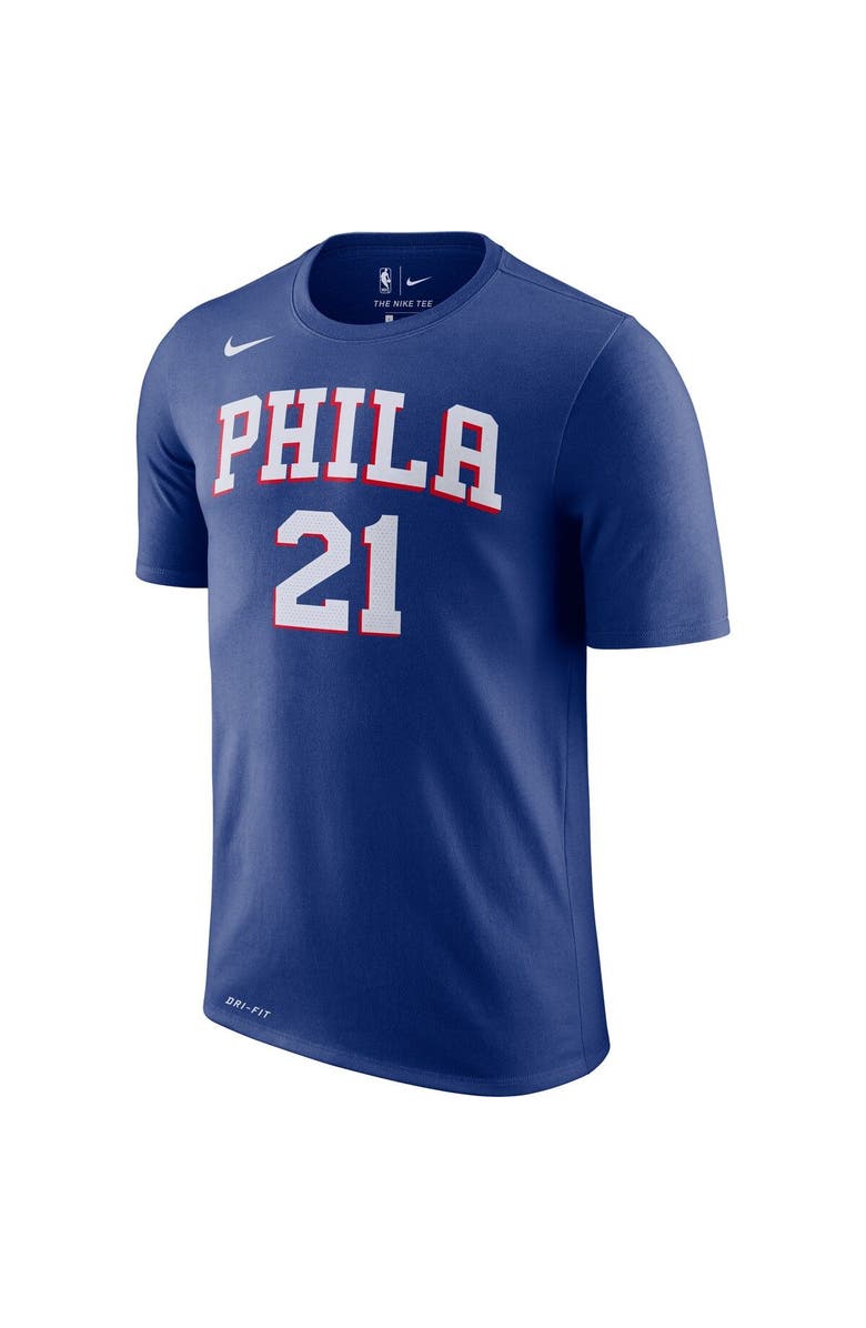 Nike Men's Nike Joel Embiid Royal Philadelphia 76ers Player Name & Number Performance T-Shirt, Alternate, color, Royal