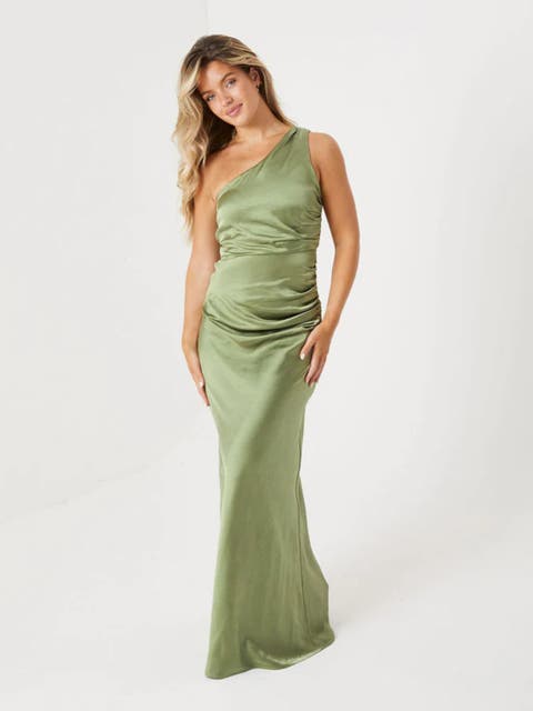One Shoulder Satin Bridesmaid Dress