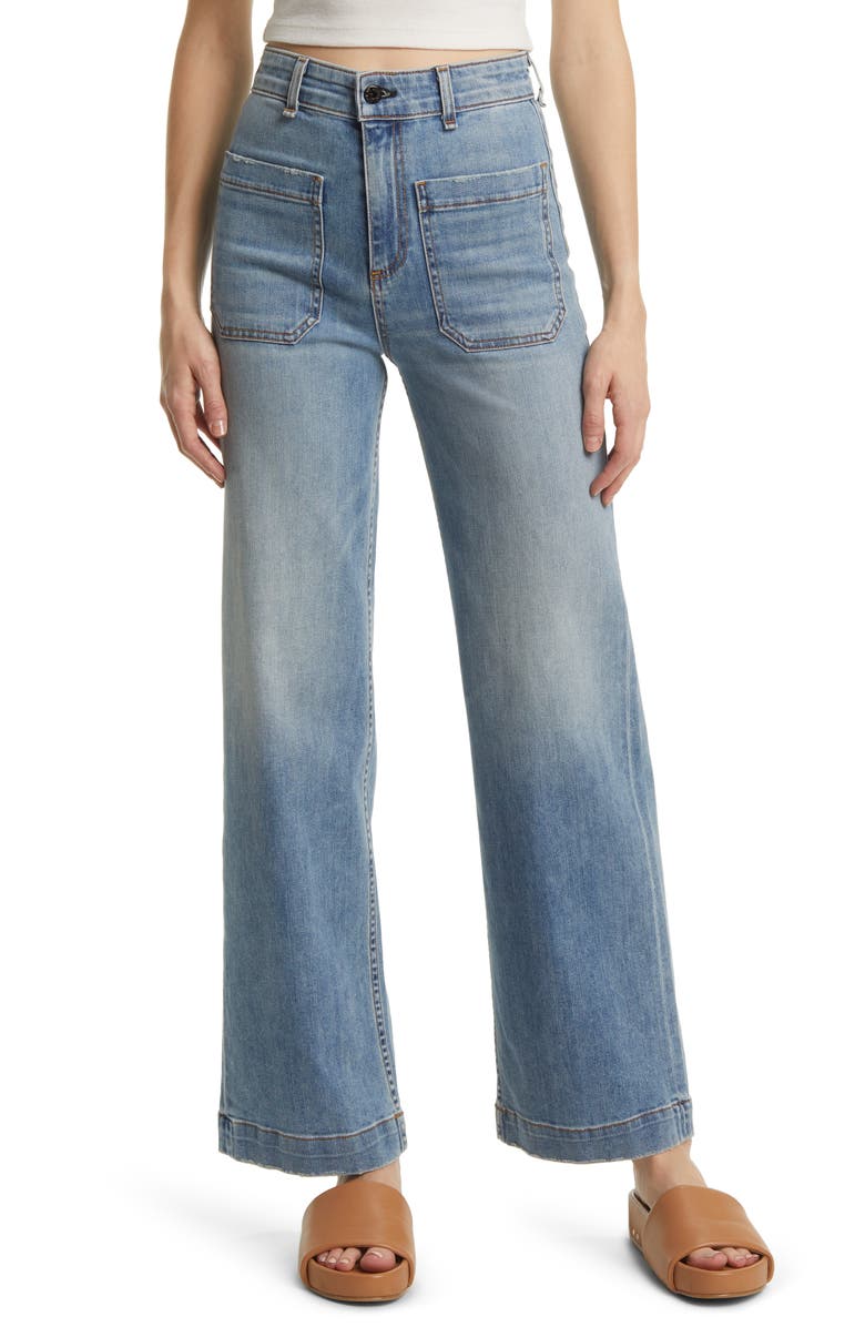ASKK NY Sailor High Waist Wide Leg Jeans, Main, color, Water Street