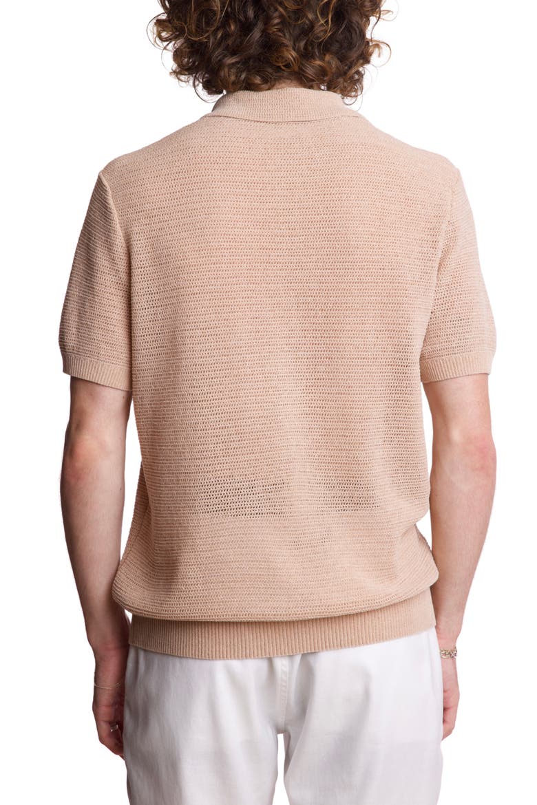 Open Knit Johnny Collar Polo, Alternate, color, TAN CHENILLE