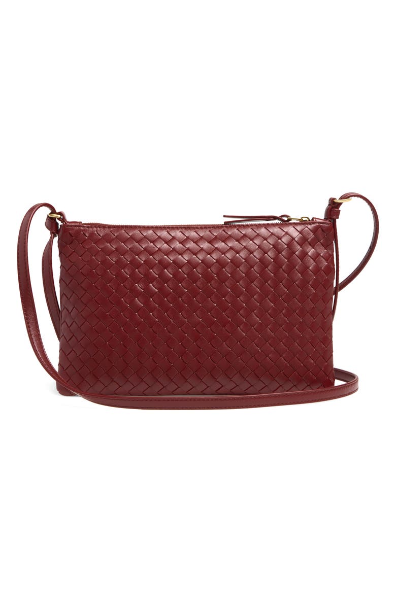 Bottega Veneta Medium Piccolo Intrecciato Leather Wallet on a Strap, Alternate, color, 6569 Lava Red-Brass V