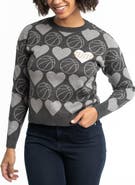 LUSSO Women's Lusso Charcoal Phoenix Suns Basketball Love Swarovski Crystal Intarsia Pullover Sweater