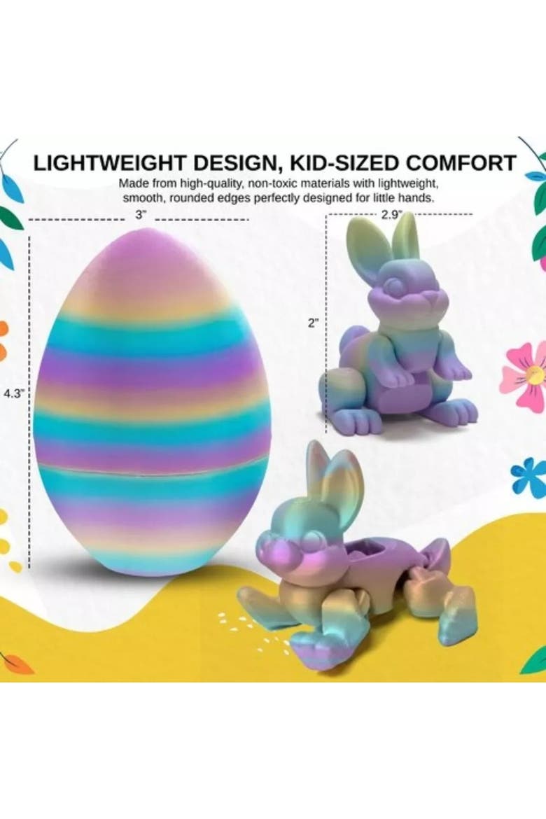 Easter Surprise Egg and 3D Printed Articulated Bunny Toy Set, 2 Pack, Alternate, color, Crayon