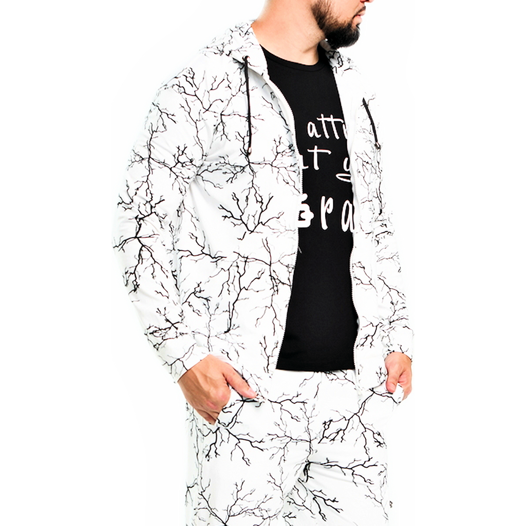 Dai Moda Branch Zip Hoodie Jacket in White  product