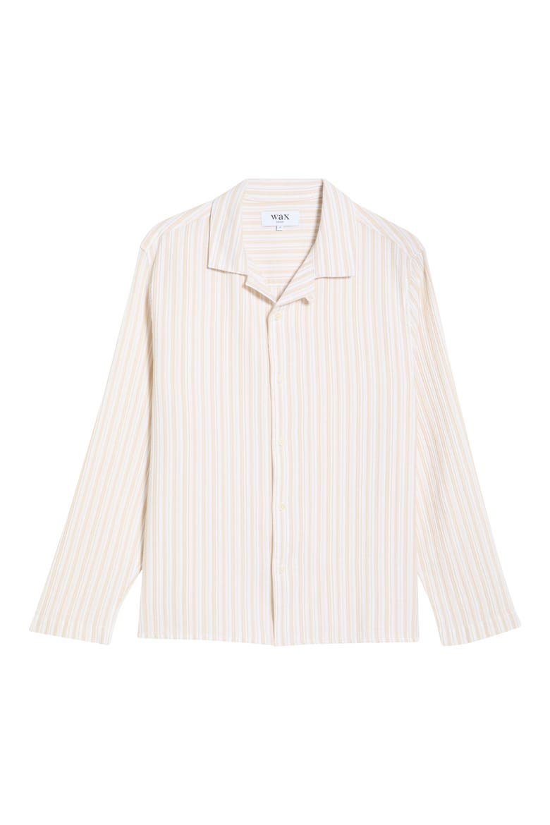 Corey Twisted Stripe Long Sleeve Cotton Camp Shirt, Alternate, color, NATURAL