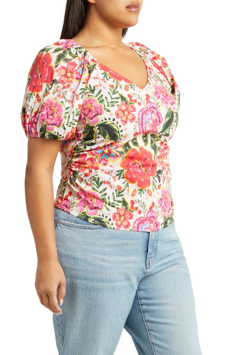 Leota Elsa Floral Print Stretch Organic Cotton Top, Alternate, color,