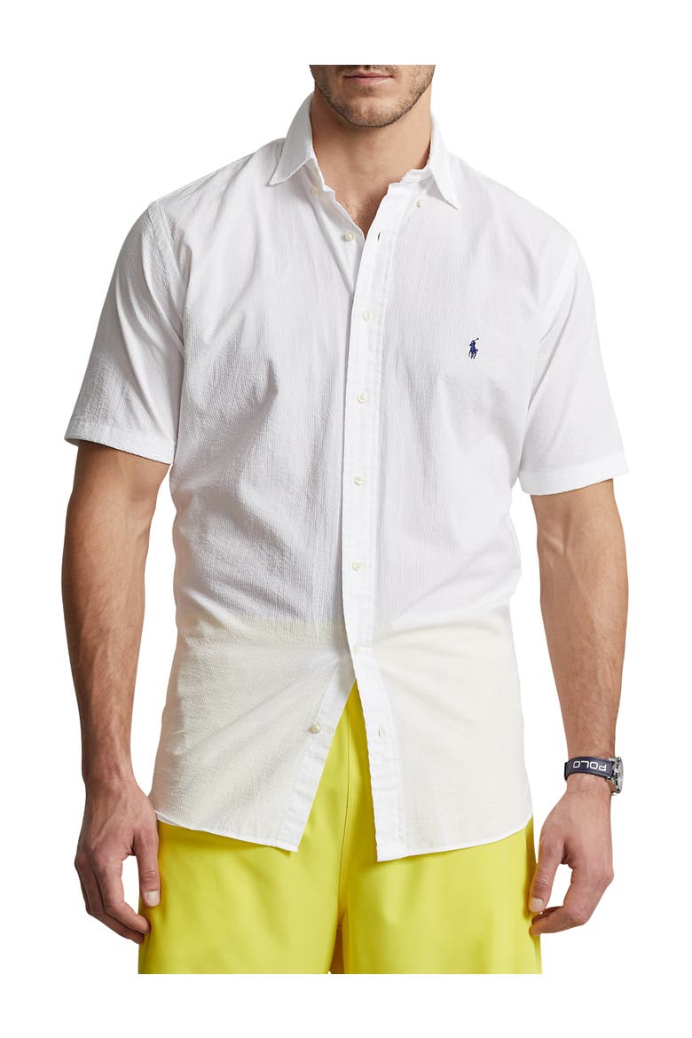 Big & Tall Solid Seersucker Sport Shirt, Main, color, WHITE