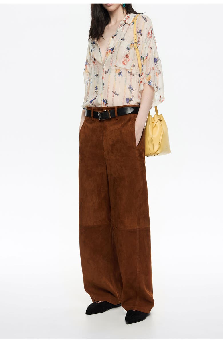 Bimba y Lola Oversize Flowers Scan Shirt, Alternate, color, Flowers Scan Ivory