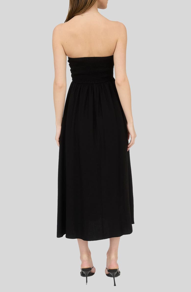 Blu Pepper Strapless Midi Dress, Alternate, color, Black
