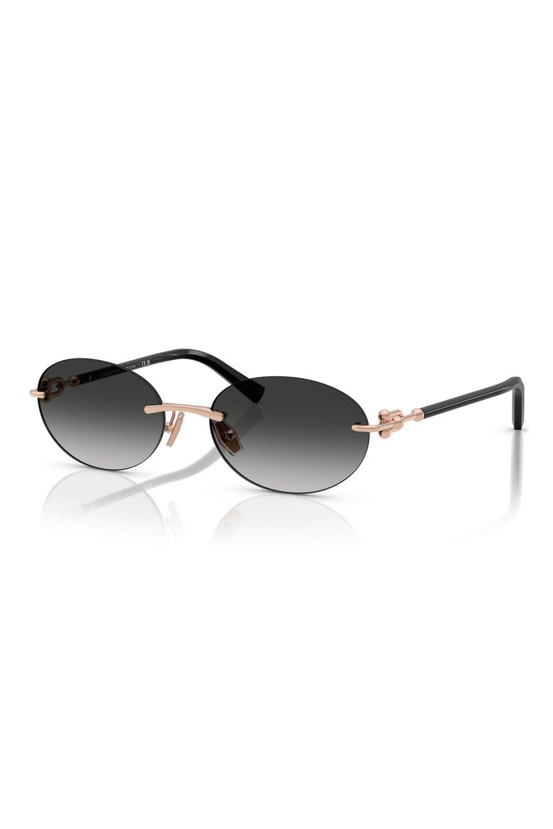 56mm Gradient Oval Sunglasses, Alternate, color, ROSE GOLD/ GREY GRADIENT