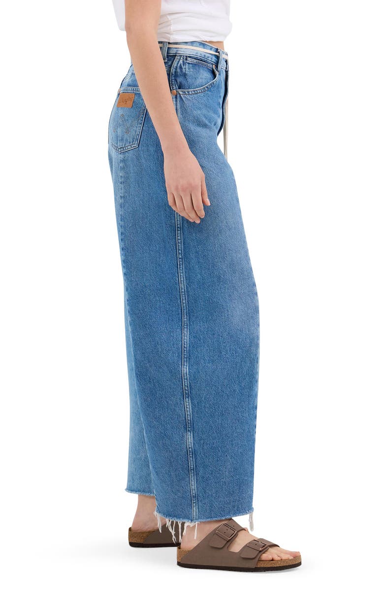 Wrangler Cowboy Frayed High Waist Barrel Jeans, Alternate, color, Together Again
