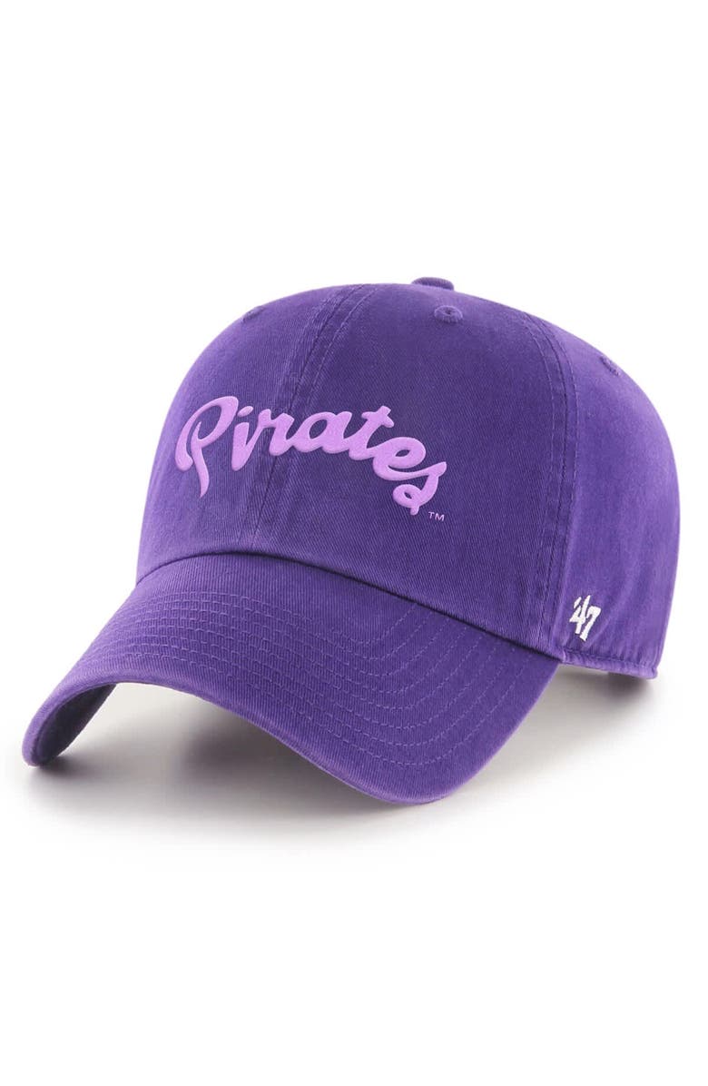 '47 Men's '47  Purple ECU Pirates Powder Purple Tonal Script Clean Up Adjustable Hat, Main, color, Purple