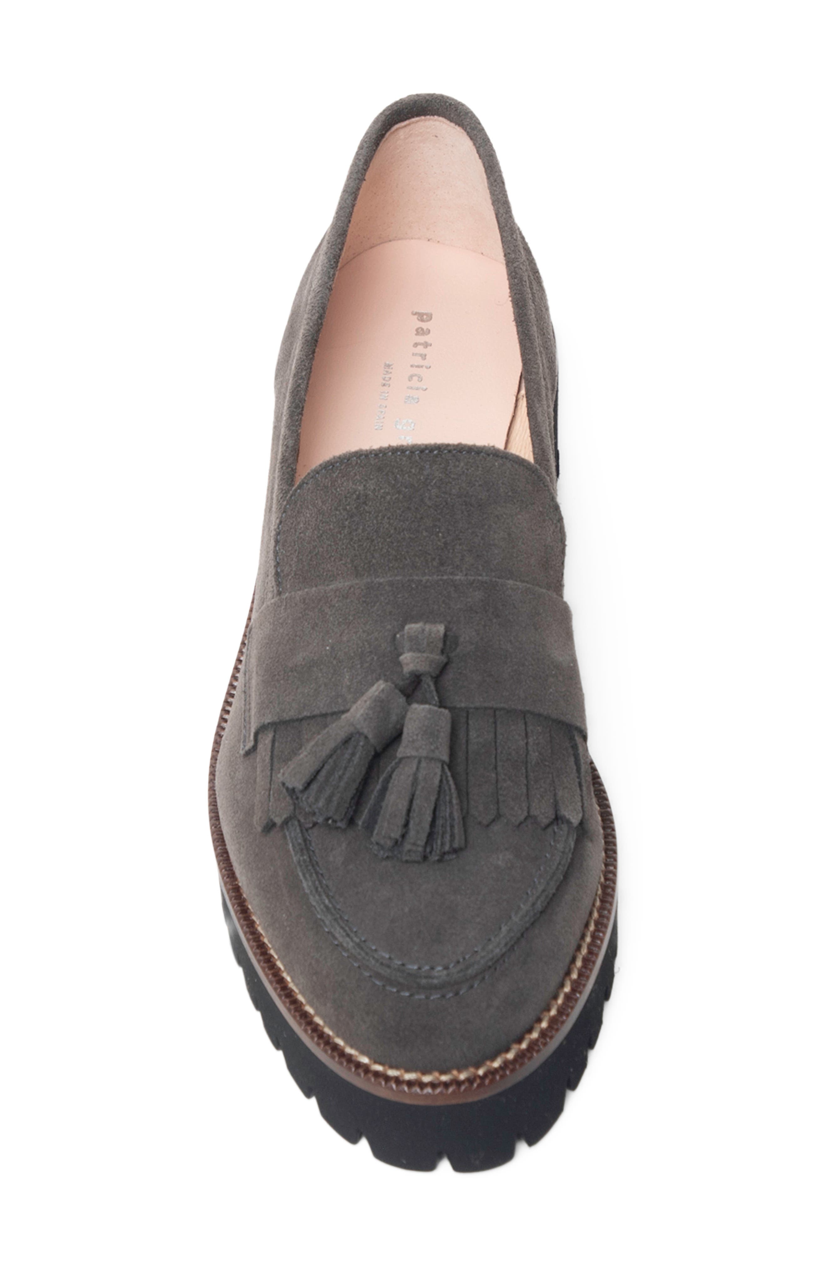 Beckham Tassel Lug Loafer, Alternate, color, GREY SUEDE