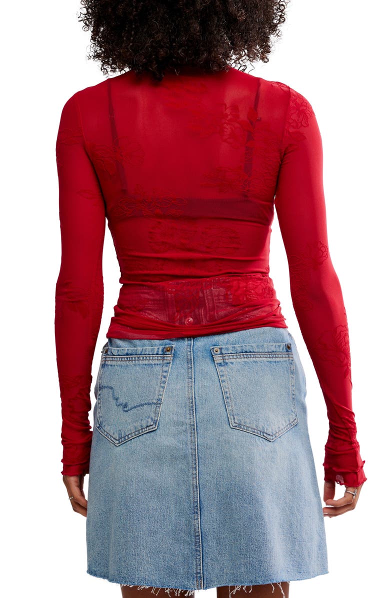 Free People You Decide Lace Mesh Top, Alternate, color, Deep Cherry
