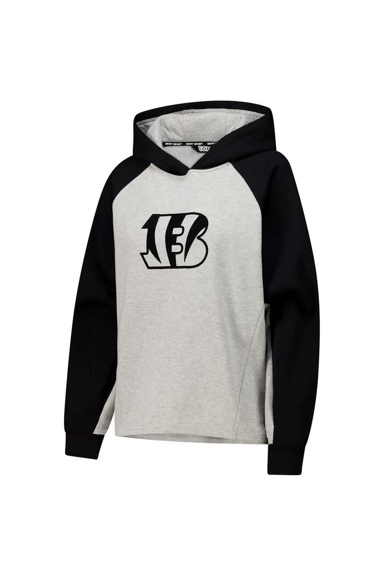 Women's DKNY Sport Gray/Black Cincinnati Bengals Joy Cropped Raglan Pullover Hoodie, Alternate, color, Gray
