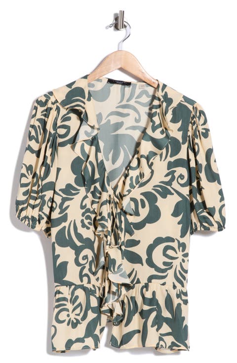 Ruffle Short Sleeve Peplum Top
