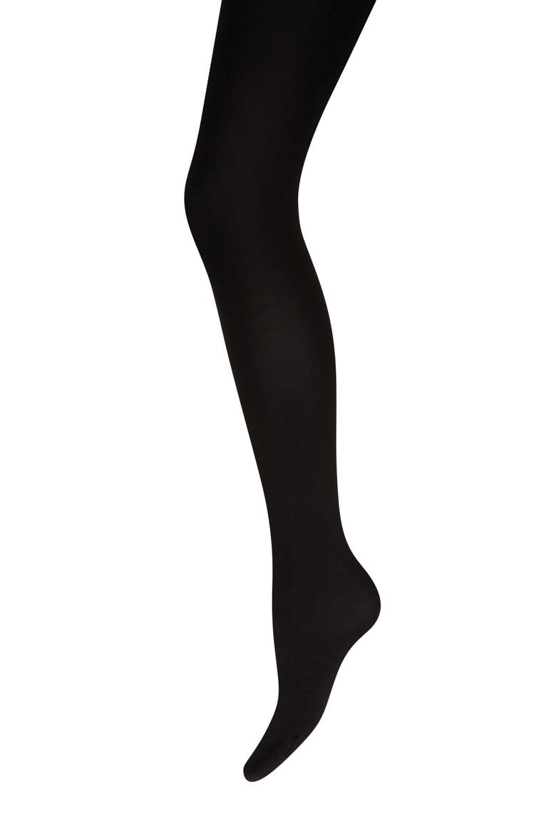 Matte Opaque Tights, Alternate, color, BLACK