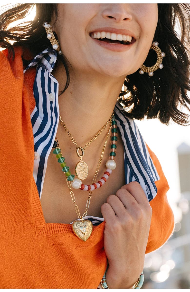 Noonday Beaming Heart Pendant Necklace, Alternate, color, Gold