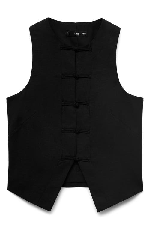 Mango Woven Vest In Black