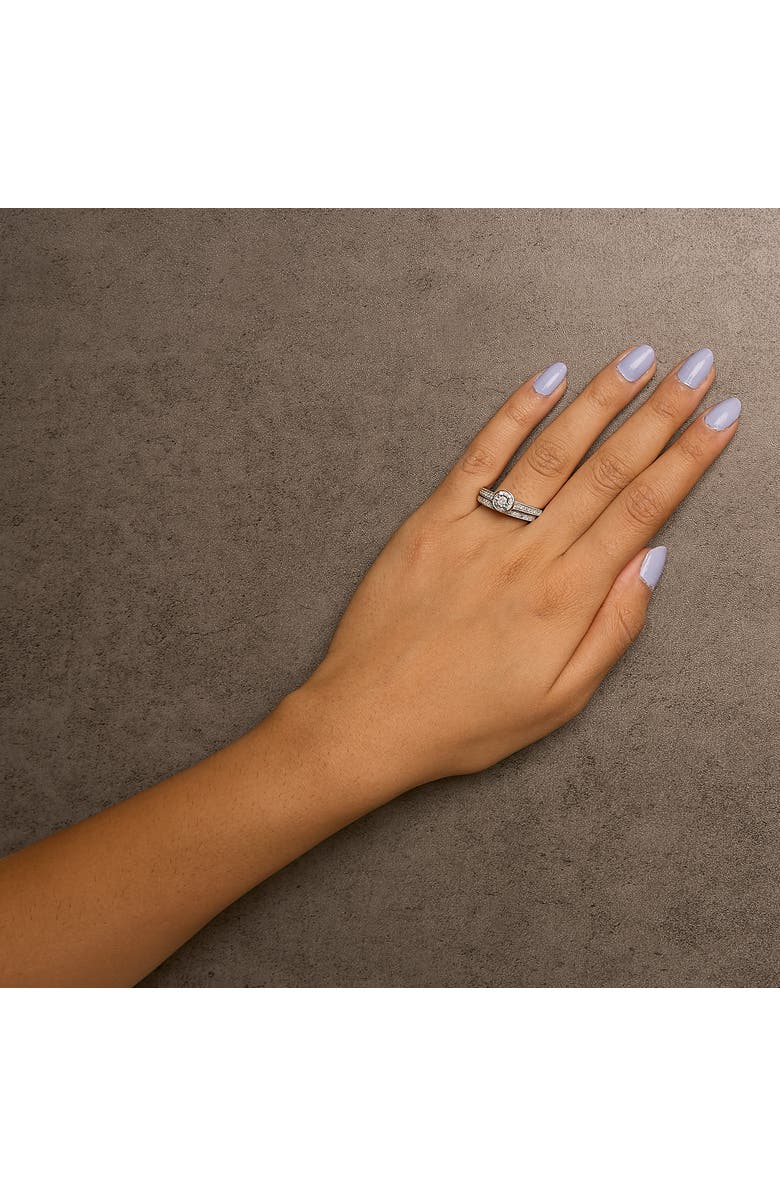 Haus of Brilliance Silver 1/2Ctw Diamond Halo & Milgrain Engagement Ring Bridal Set, Alternate, color, Silver