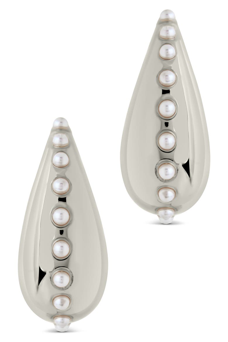 Raze Freshwater Pearl Drop Stud Earrings, Alternate, color, SILVER