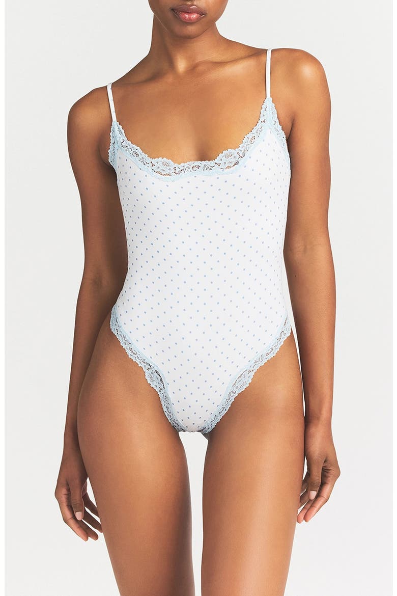 Fits Everybody Lace Cami Bodysuit, Alternate, color, SLATE PIN DOT PRINT