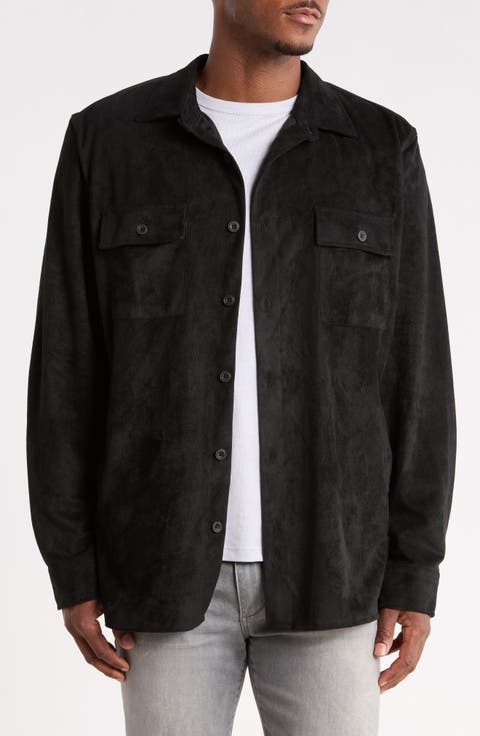 Faux Suede Shirt Jacket