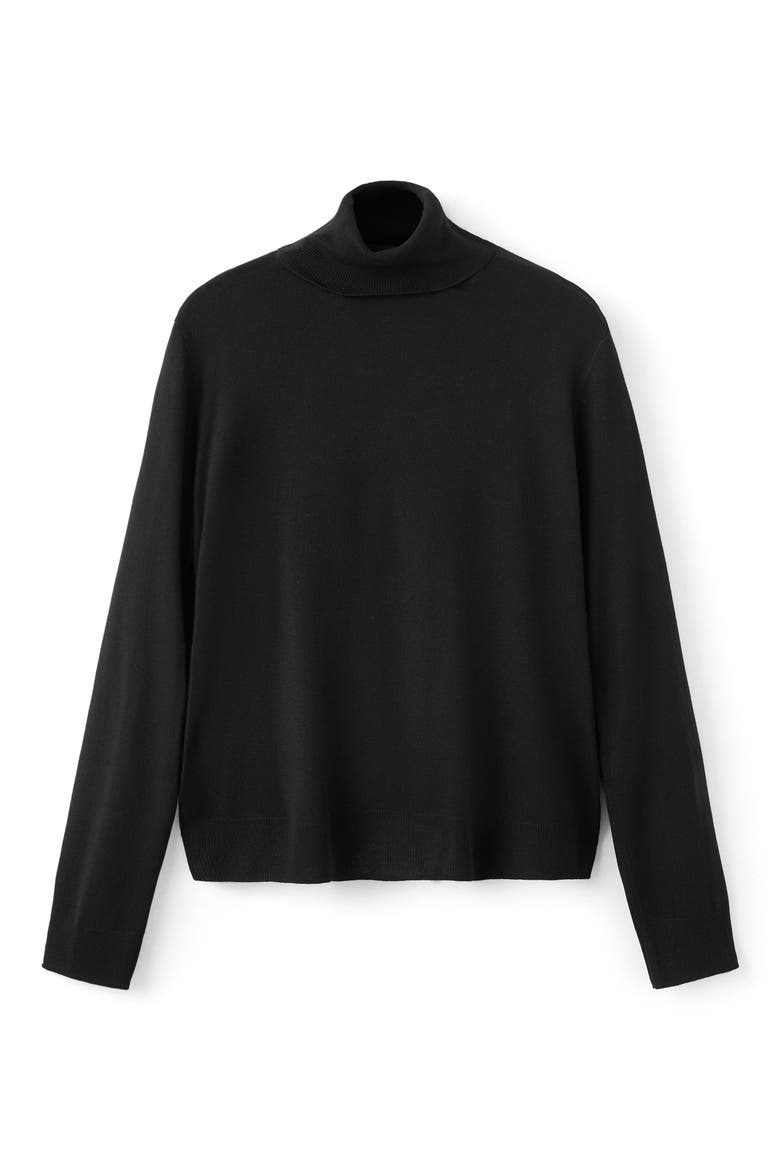 Turtle Knit Sweater, Alternate, color, BLACK