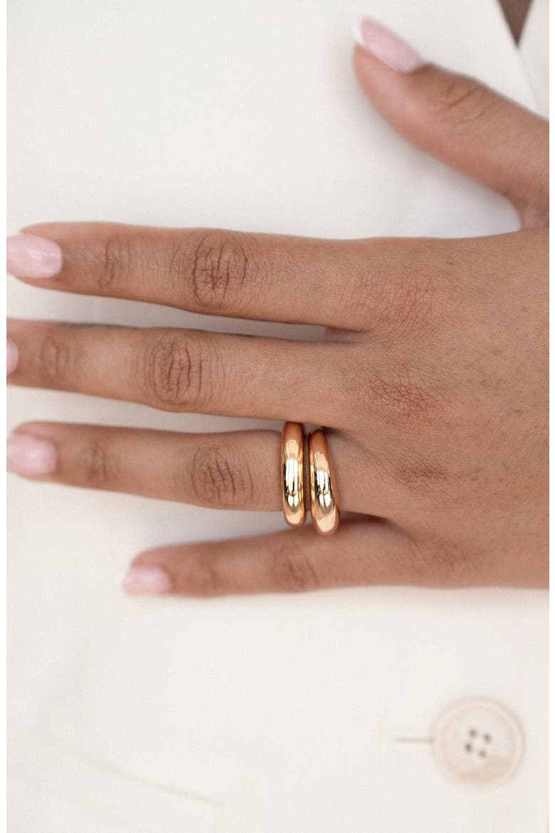 Modern Dome Set of 2 Rings, Alternate, color, GOLD