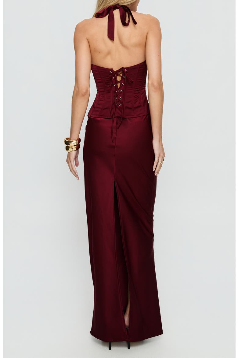In a Trance Corset Halter Gown, Alternate, color, RED