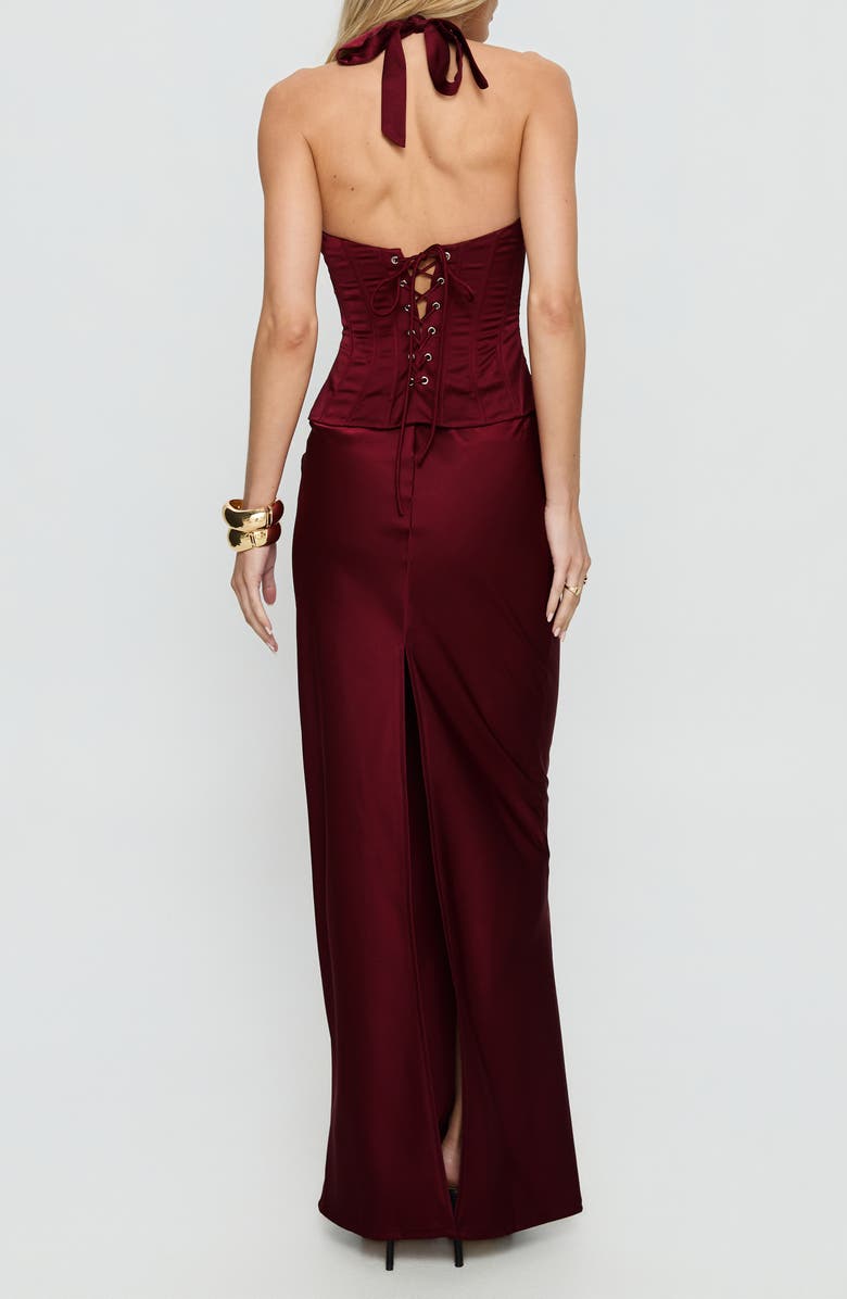 Princess Polly In a Trance Corset Halter Gown, Alternate, color, Red