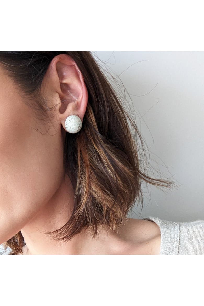 Dome Earrings, Alternate, color, White Terrazzo