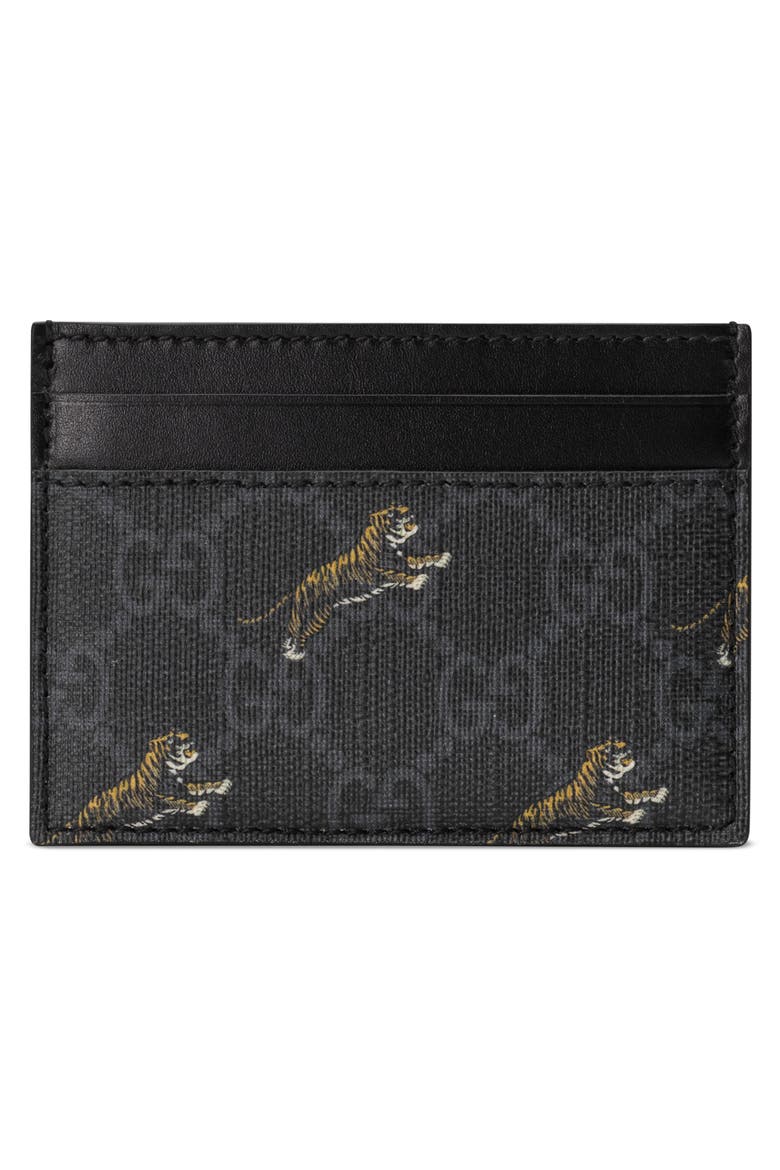 Tiger GG Canvas Card Case, Alternate, color, BLACK MULTI/BLACK