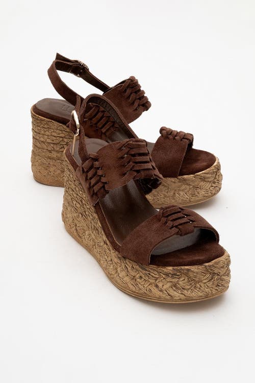 Forever & Always Shoes Olien Suede Leather Platform Espadrilles In Brown Suede Leather