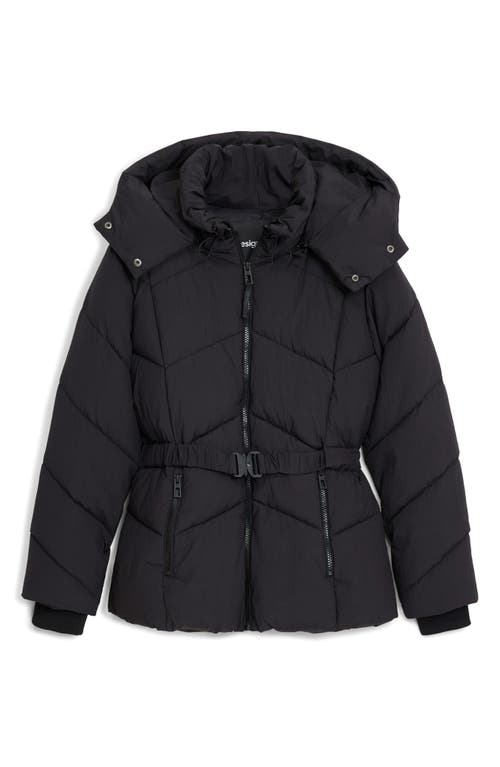 Desigual Quilted Puffer Coat With Removable Hood In Black