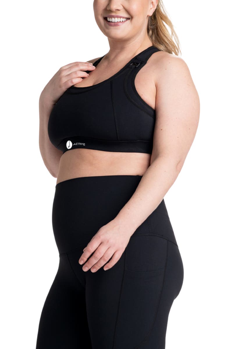 Preggo Leggings Sima Active Nursing/Maternity Sports Bra, Alternate, color, Black