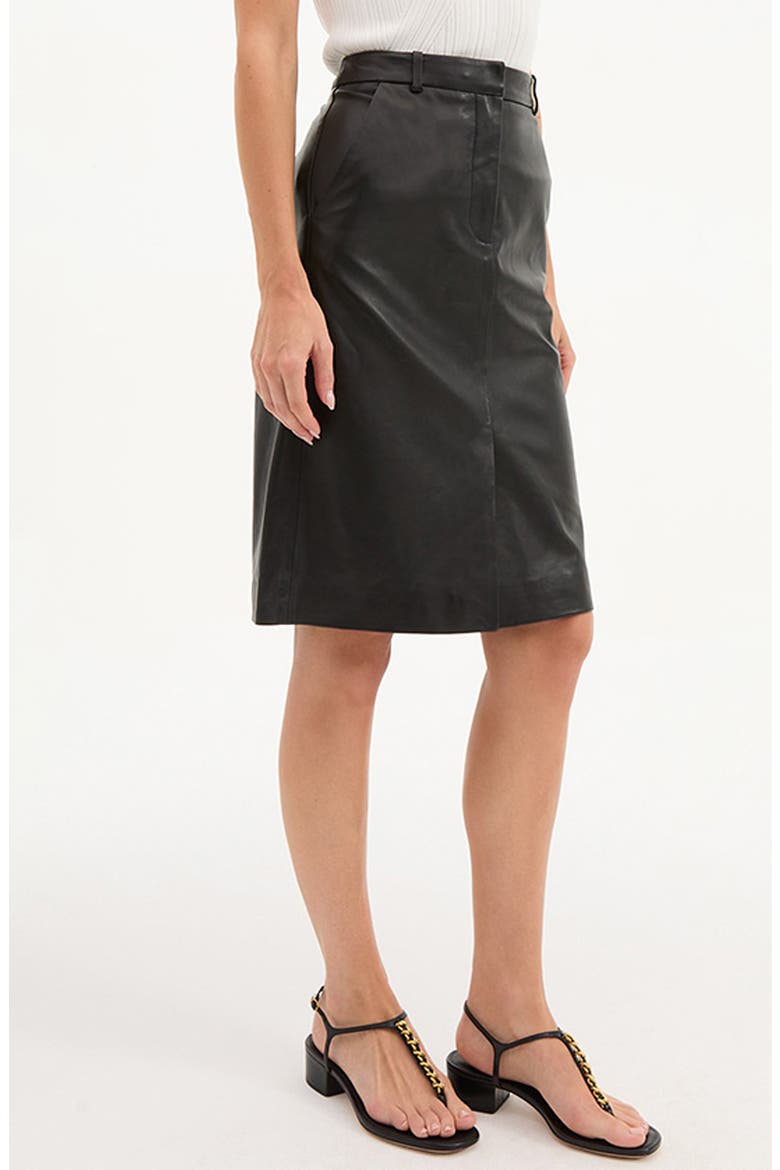 Maxine Leather Pencil Skirt, Alternate, color, BLACK