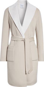 ST. JOHN Two-Tone Double Face Wool & Cashmere Coat