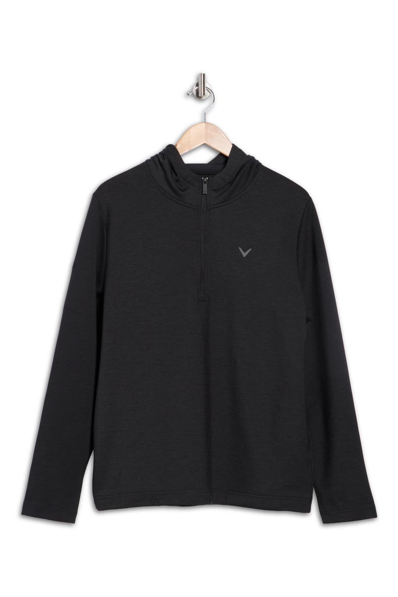 Heathered Quarter Zip Hooded Pullover, Alternate, color, CAVIAR